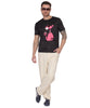 Cool Pink Panther Graphic T-Shirt, Black Cotton, Casual Round Neck