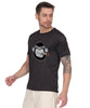 Generic Hooded Figure Graphic T-Shirt, Black Cotton, Short Sleeve, Regular Fit, Military Theme