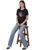 I Will Remember For You Butterfly Design T-Shirt, Black Cotton Blend, Short Sleeve Graphic Tee