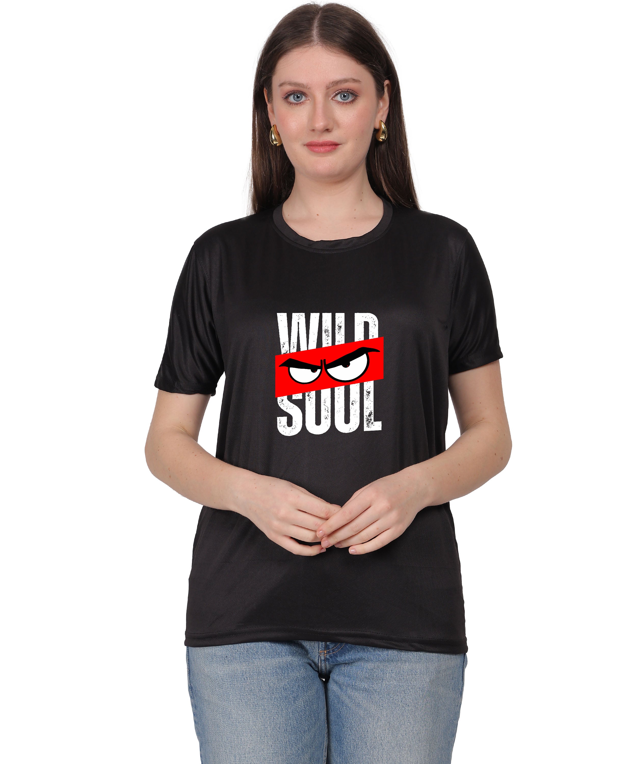 Graphic Print T-Shirt, Cotton, Angry Eyes Design