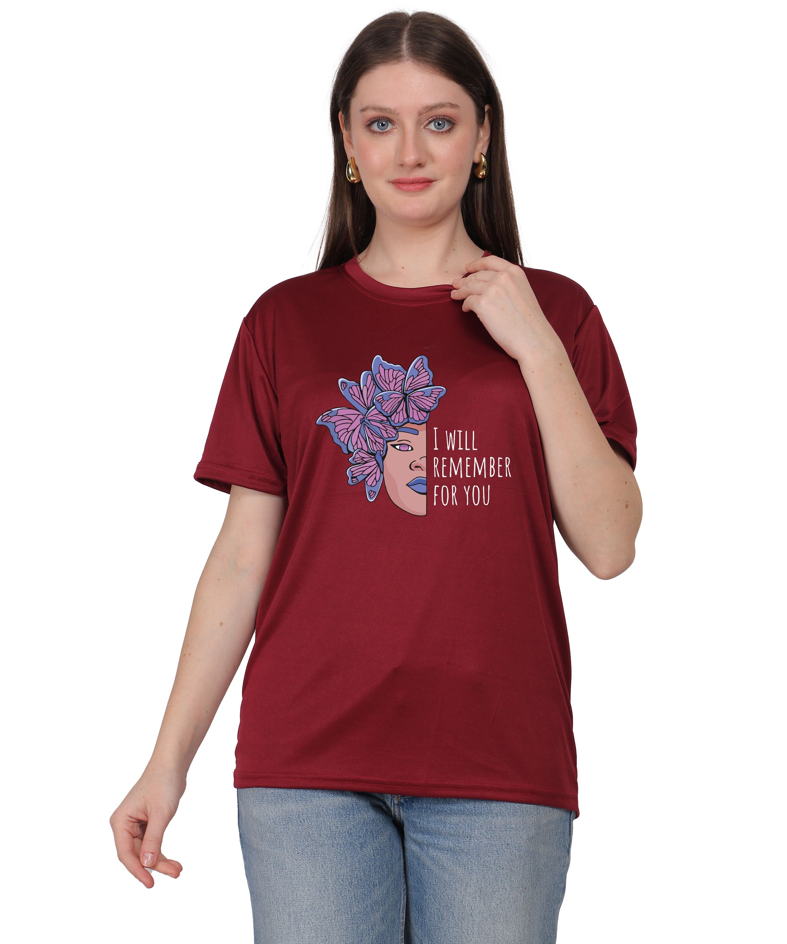 I Will Remember For You Butterfly Design T-Shirt, Black Cotton Blend, Short Sleeve Graphic Tee