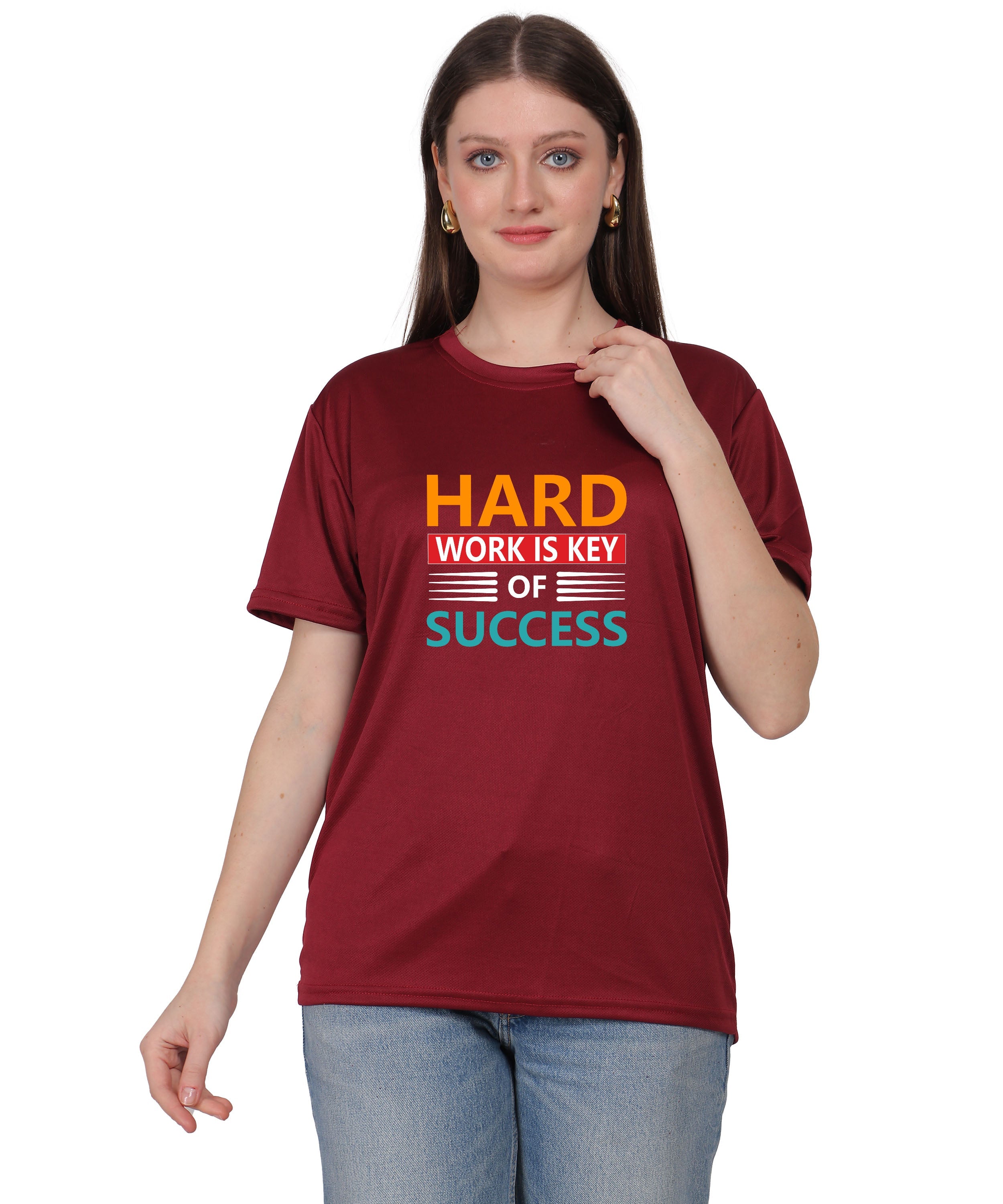Hard Work is Key of Success Motivational Graphic T-Shirt, Black Cotton Blend, Short Sleeve, Regular Fit