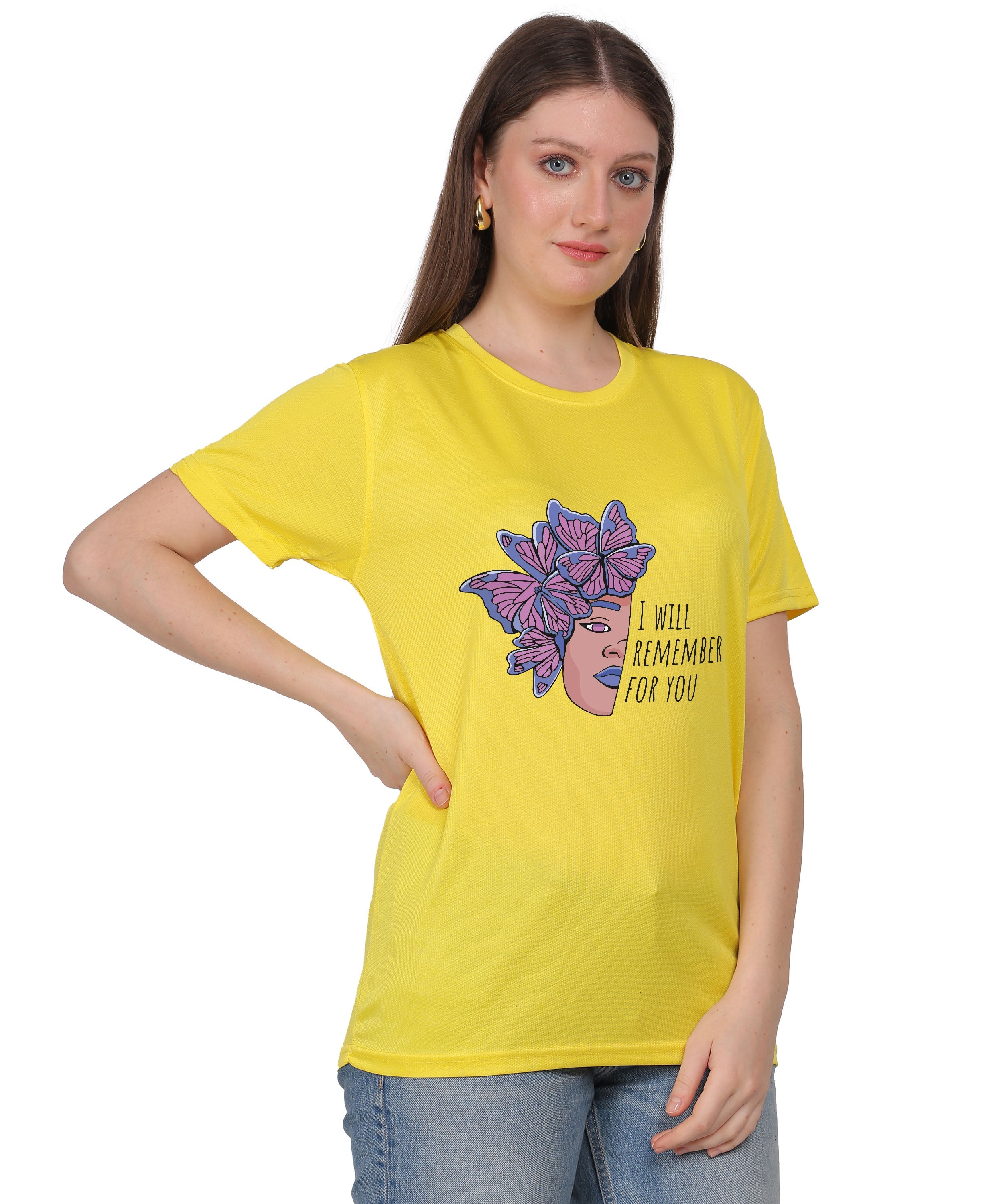 I Will Remember For You Butterfly Design T-Shirt, Black Cotton Blend, Short Sleeve Graphic Tee