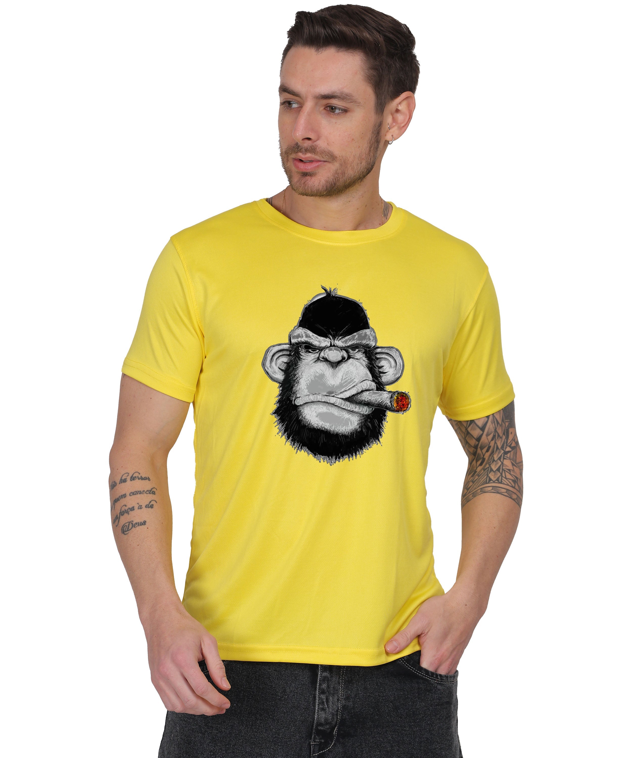 Generic Hooded Figure Graphic T-Shirt, Black Cotton, Short Sleeve, Regular Fit, Military Theme